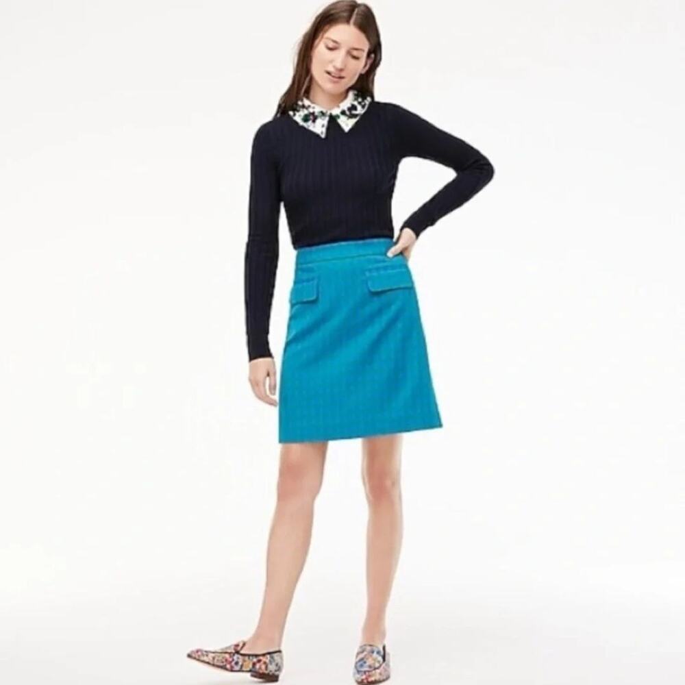 J.CREW NWT Blue Green Gingham Plaid Front Pocket Mini Skirt Preppy Size 10